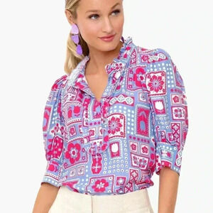 Antik Batik Honoka Blouse blue pink NWT size small